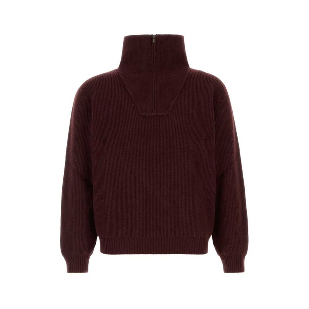 Saint Laurent Men Burgundy Wool Sweater